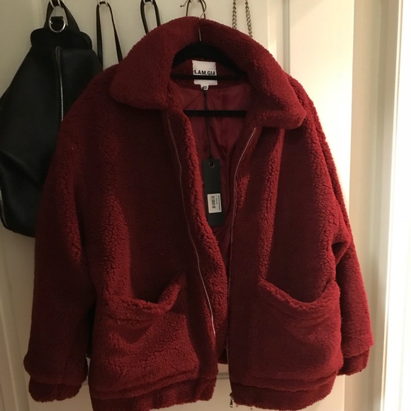 i am gia pixie coat burgundy